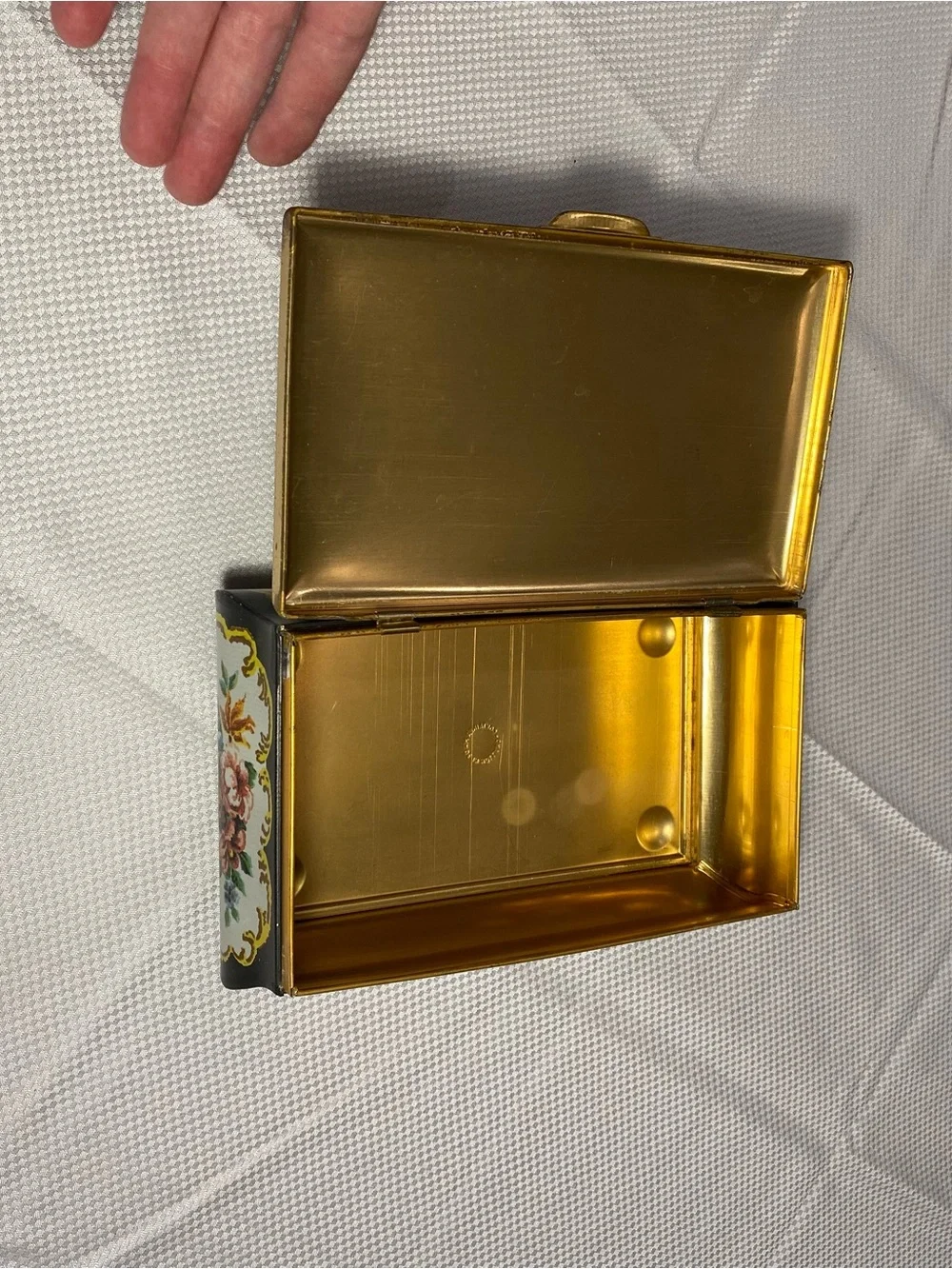 Trinket Box Floral Enamel with Gold Trim from Holland